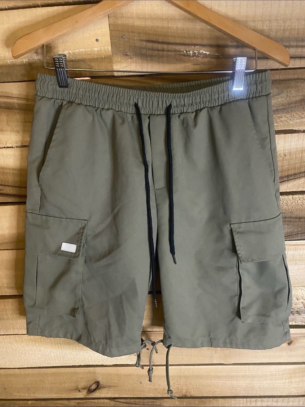 Manfinity Men's Olive Cargo Drawstring Shorts with Utility Pockets size M